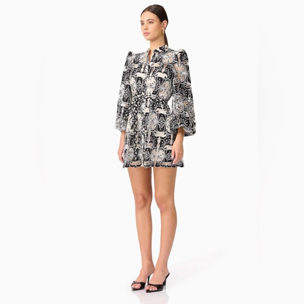 Elliatt Jolie Long Sleeve Mini Dress in Black & White NEW Revolve - Picture 6 of 10